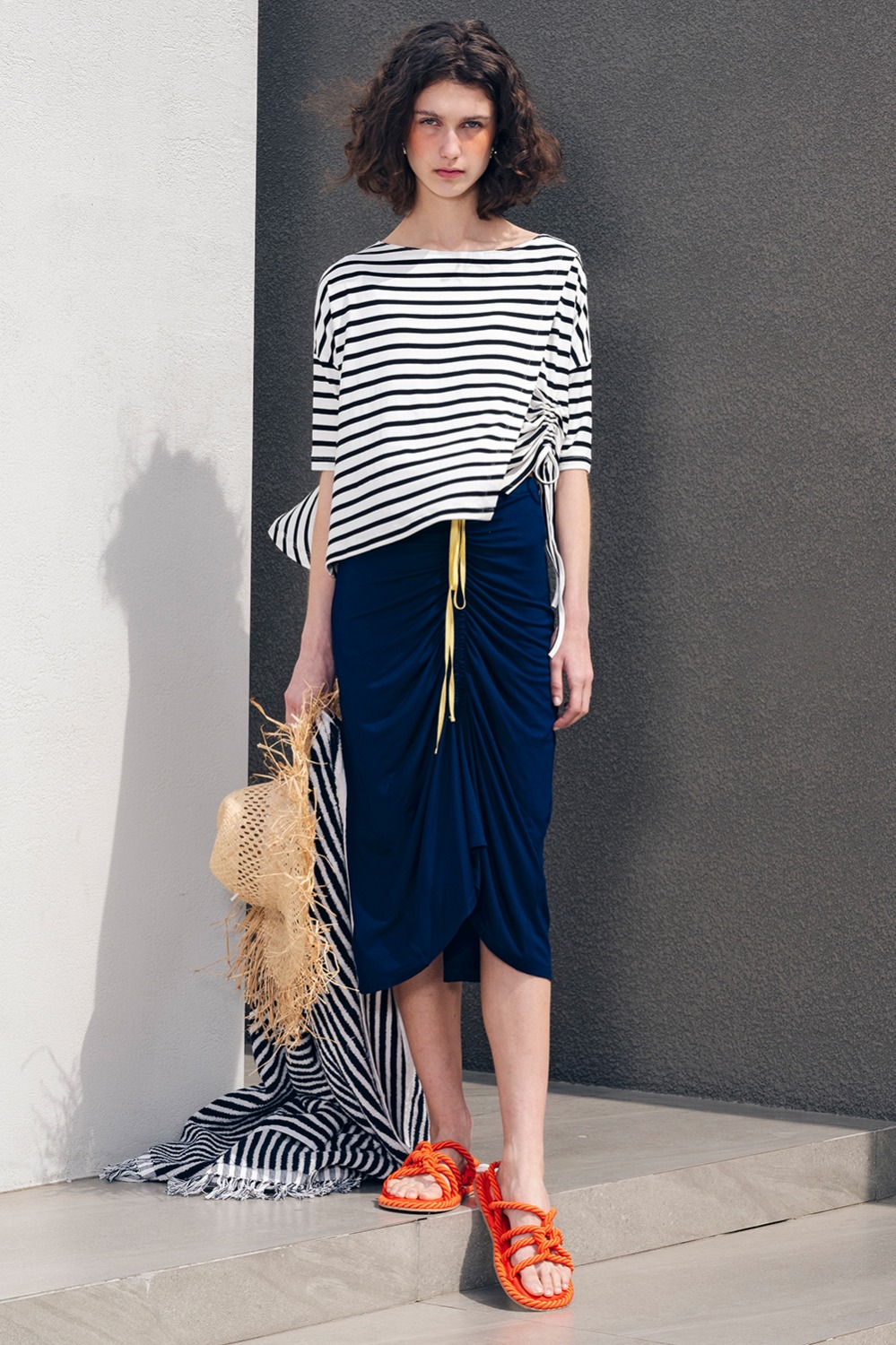 Front Ruched Jersey Skirt_Navy