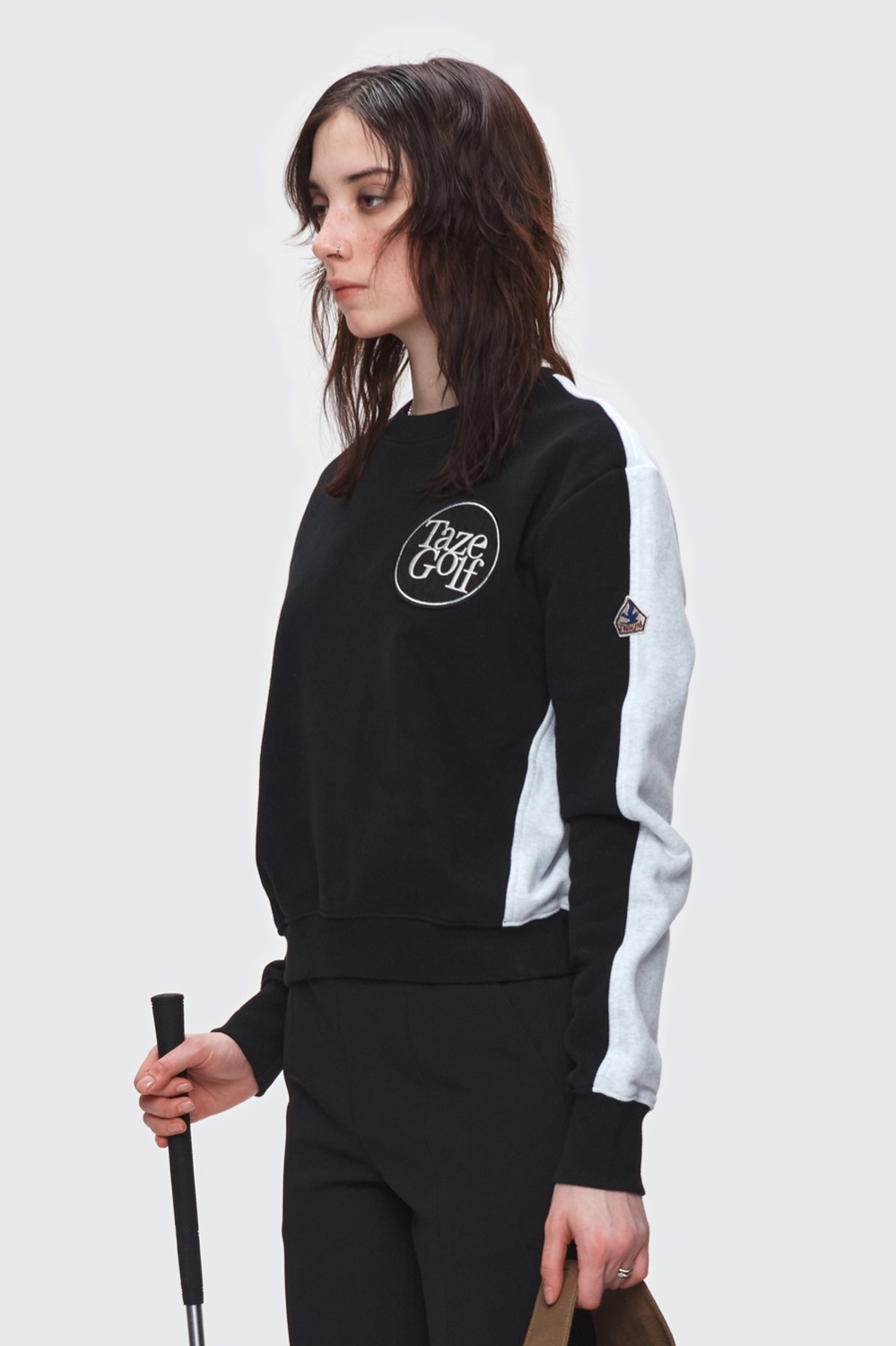 Halve Oversized Sweatshirt_Black/Melange White