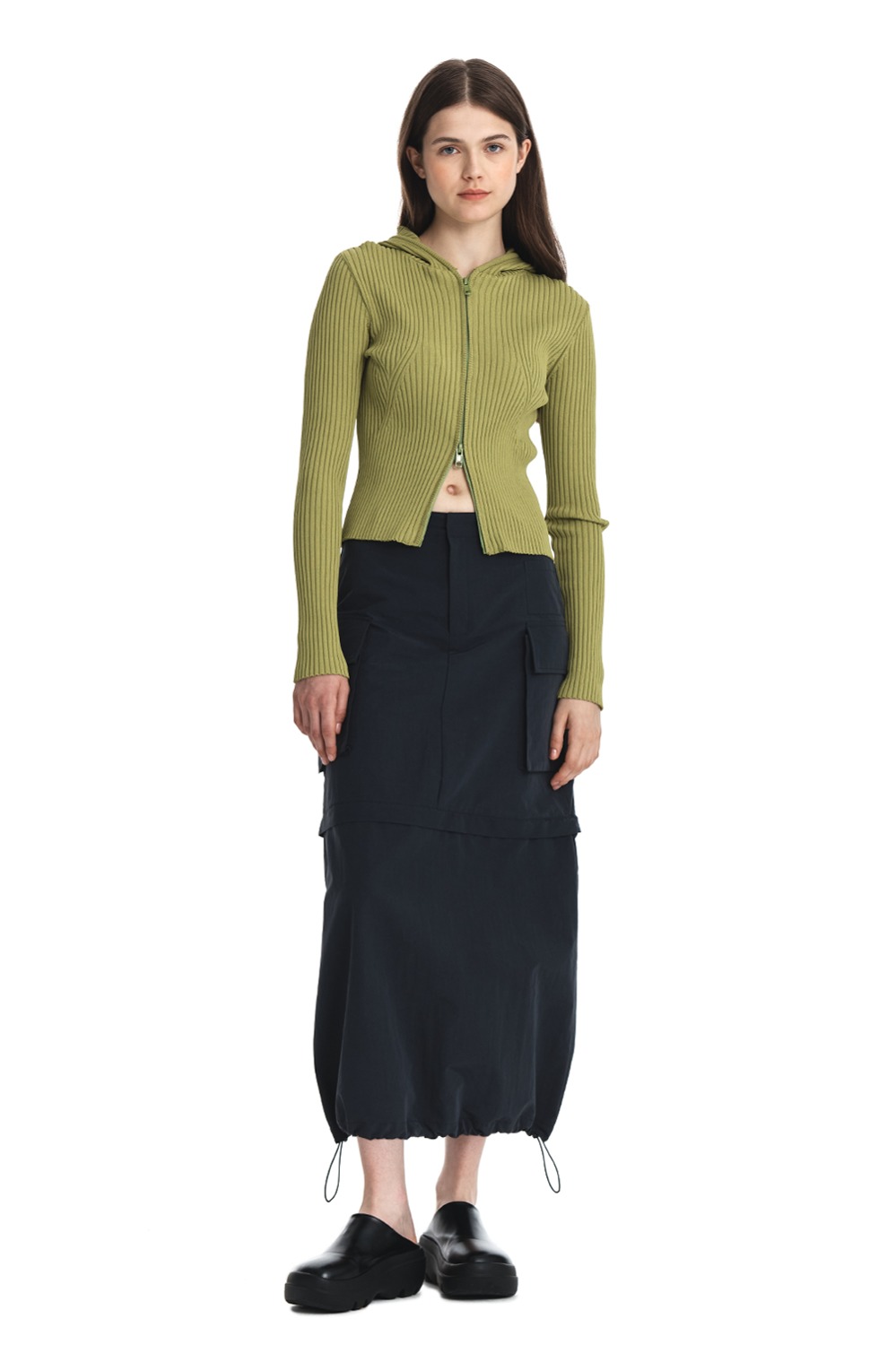 Vermont Slit Pocket Skirt_Charcoal