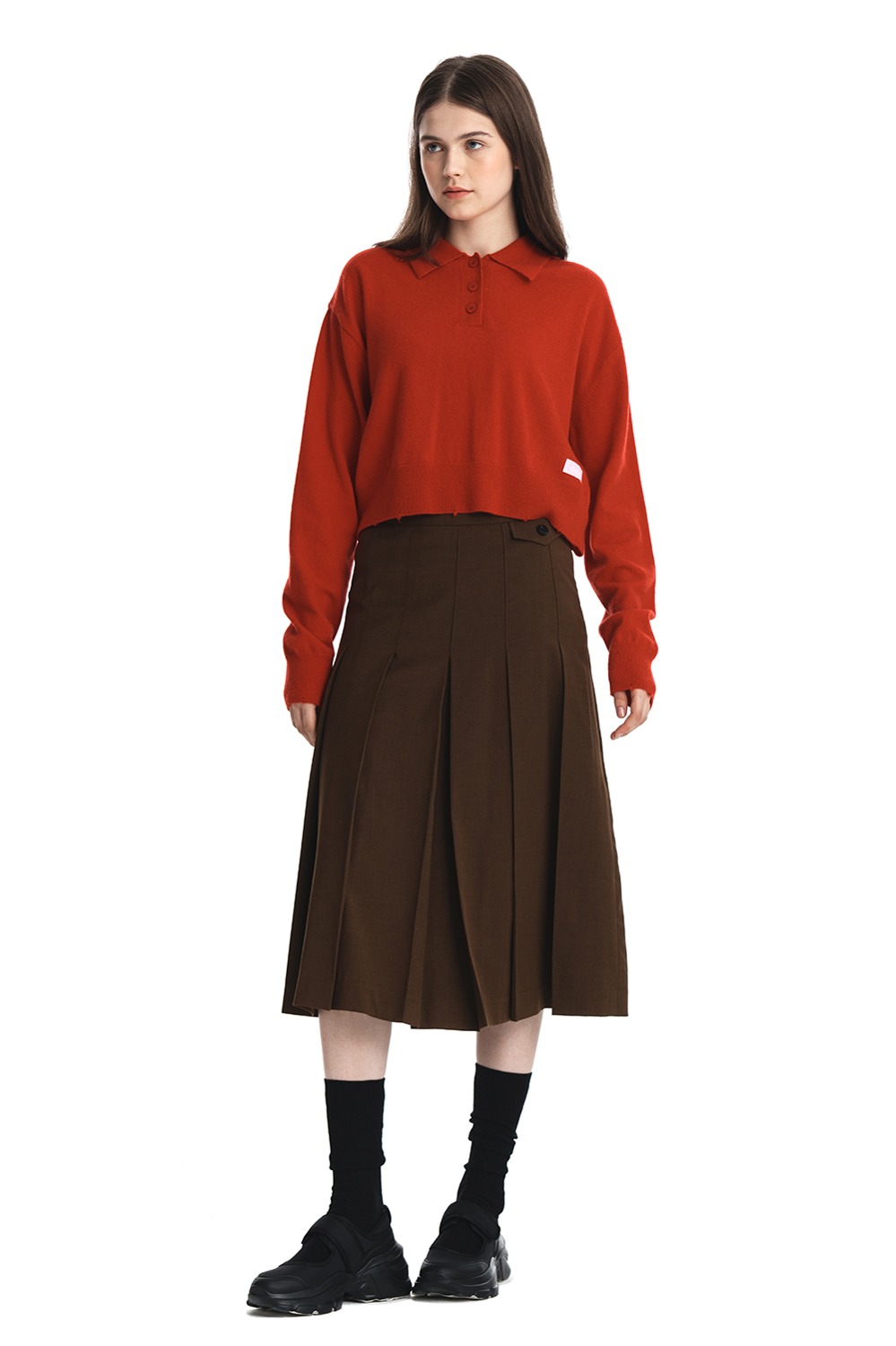Sicoris Pleats Skirt_Brown