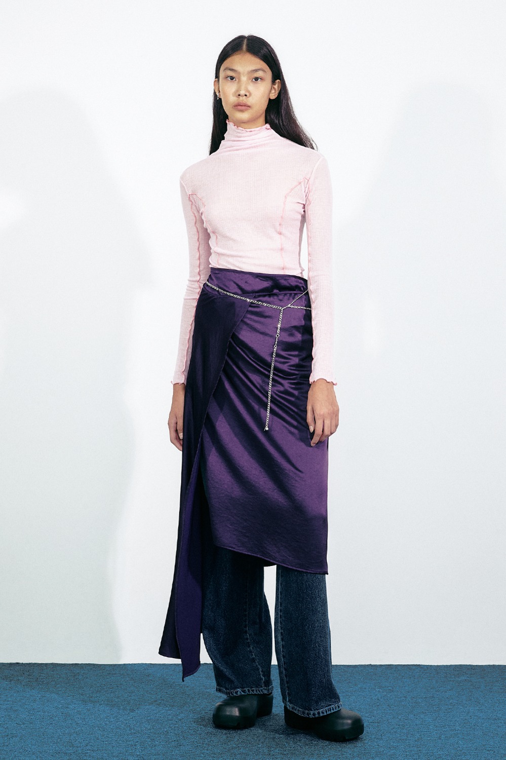 Foggy Silky Lap Skirt_Purple
