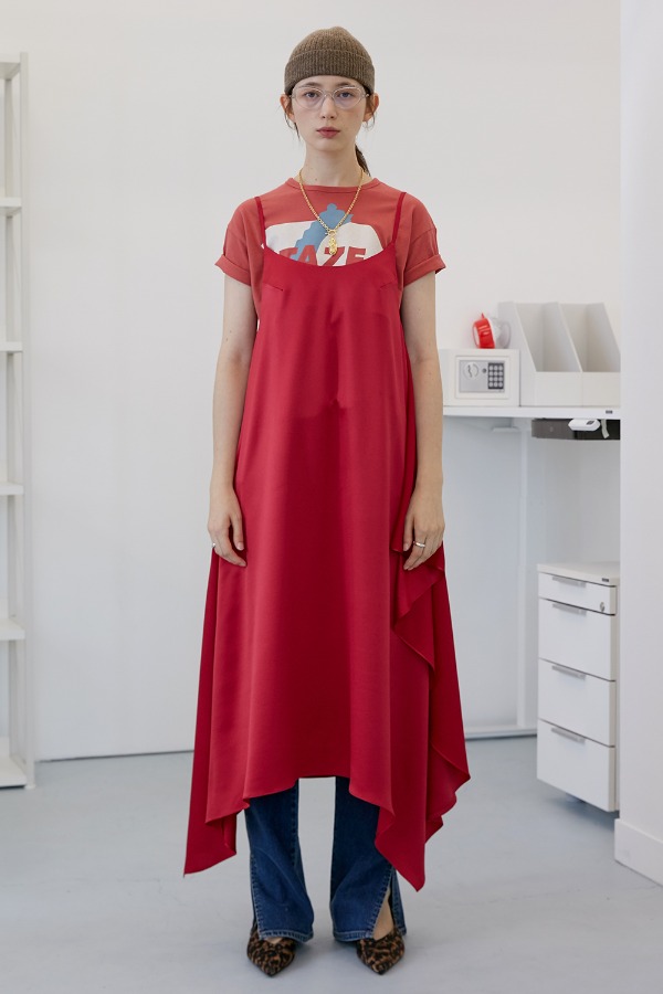 Falun Wing Chiffon Dress_Silky Red